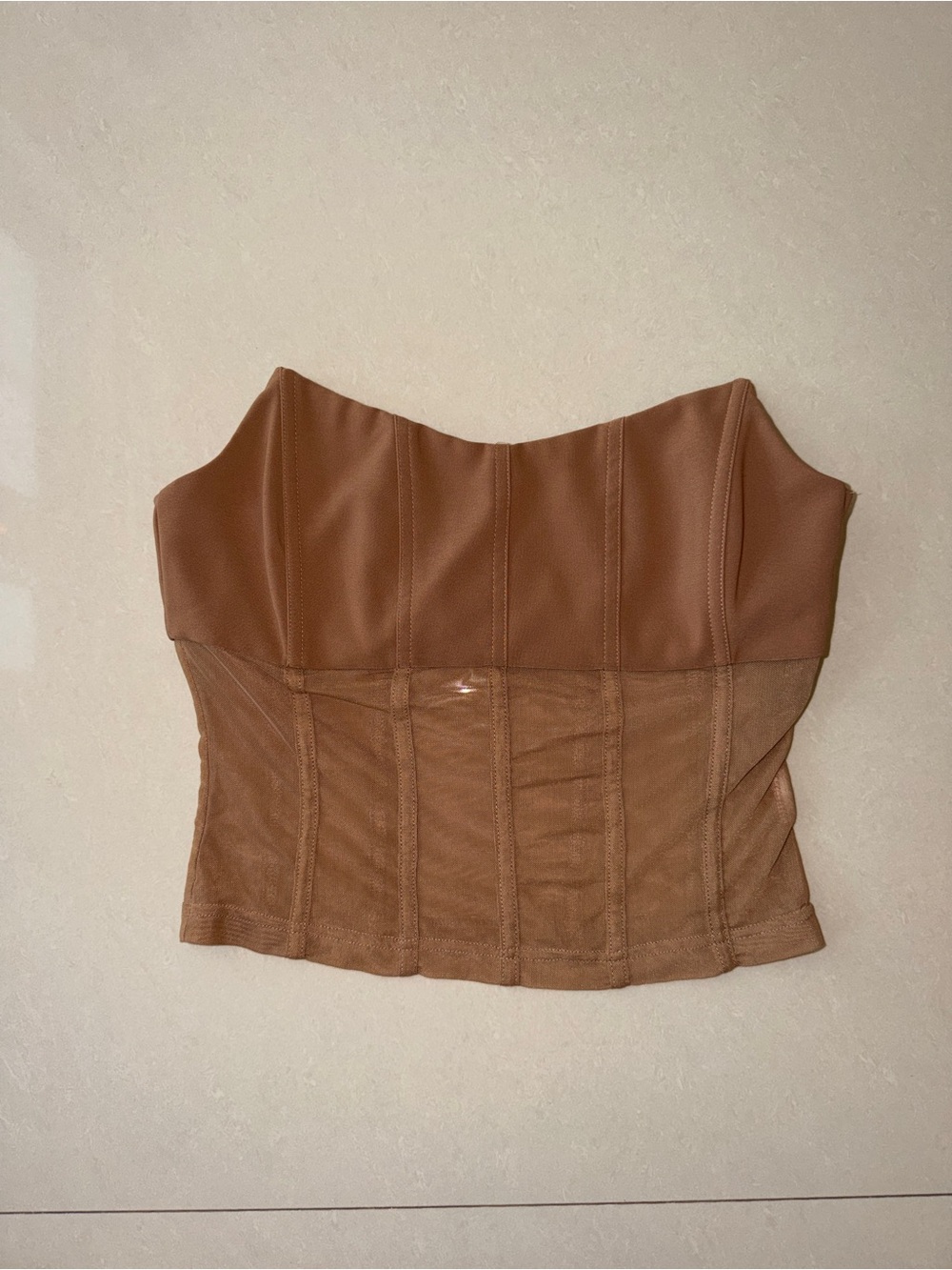 Tiger Mist Strapless Mesh Corset Top